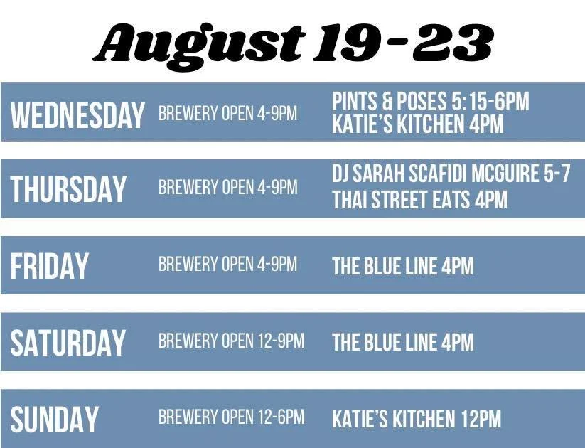Brewery schedule for the week!