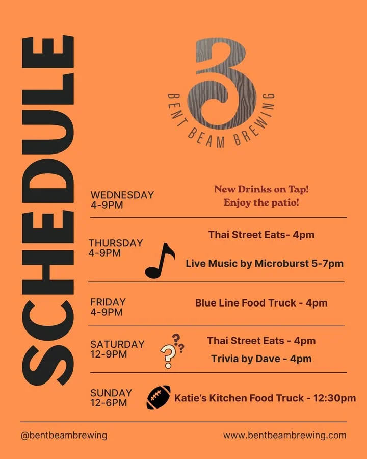 Schedule this week! We will have 2 new drinks on the menu starting tomorrow. Co…