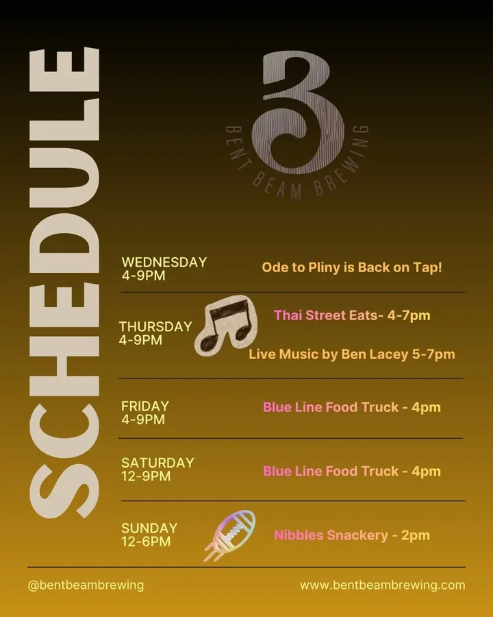 Schedule this week! For those that missed Ode to Pliny, its back!